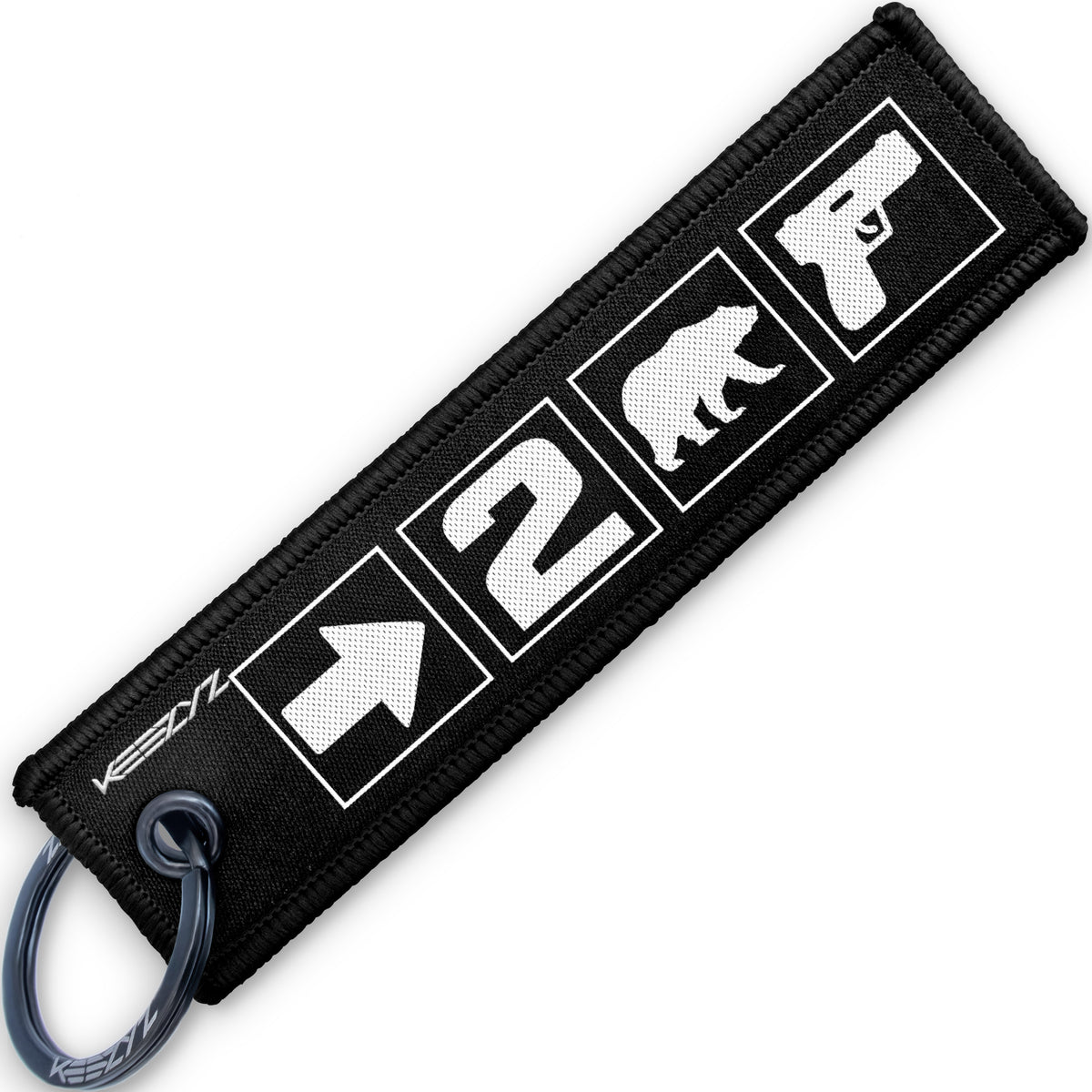 Keezyz Right to Bear Arms keychain with Black border
