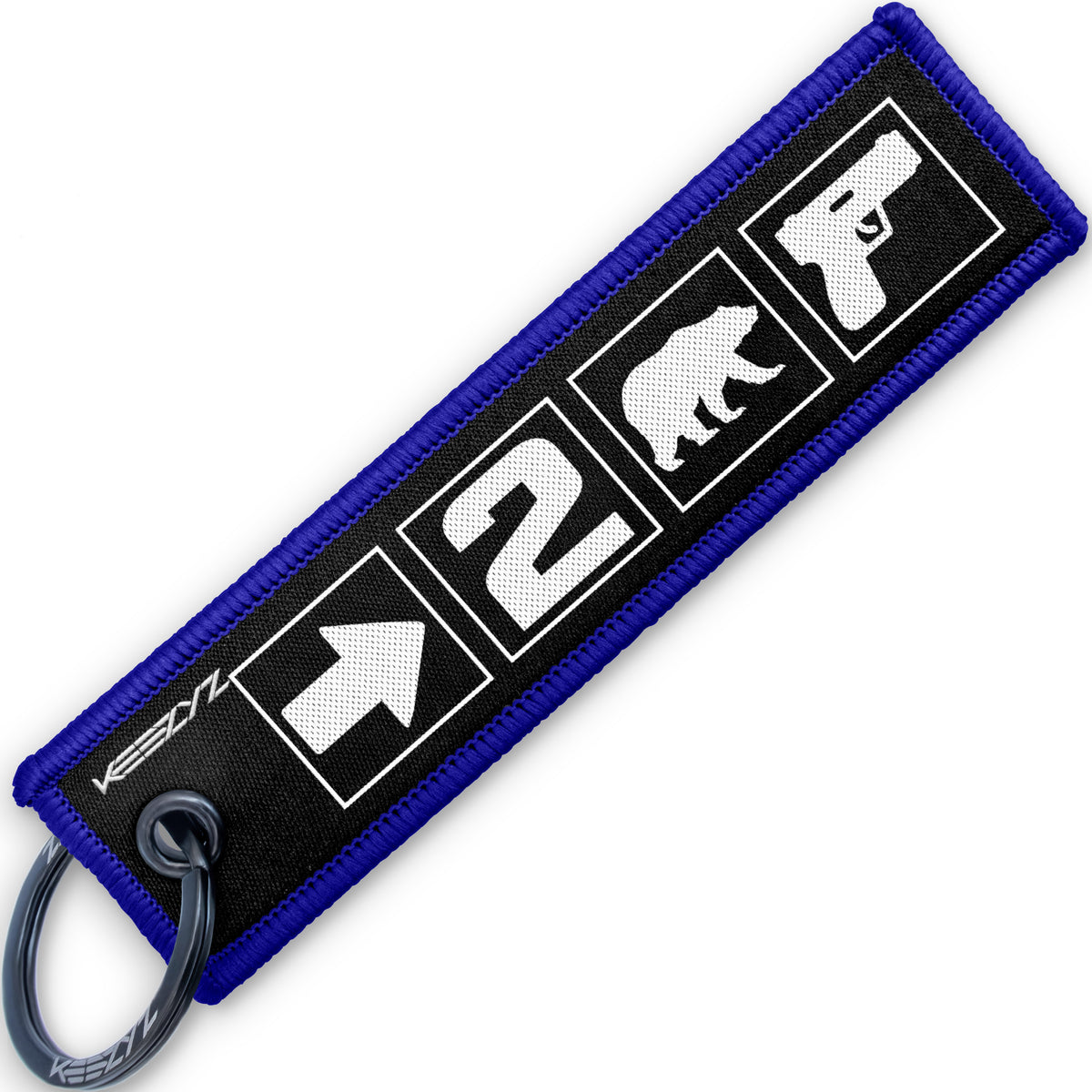 Keezyz Right to Bear Arms keychain with Blue border