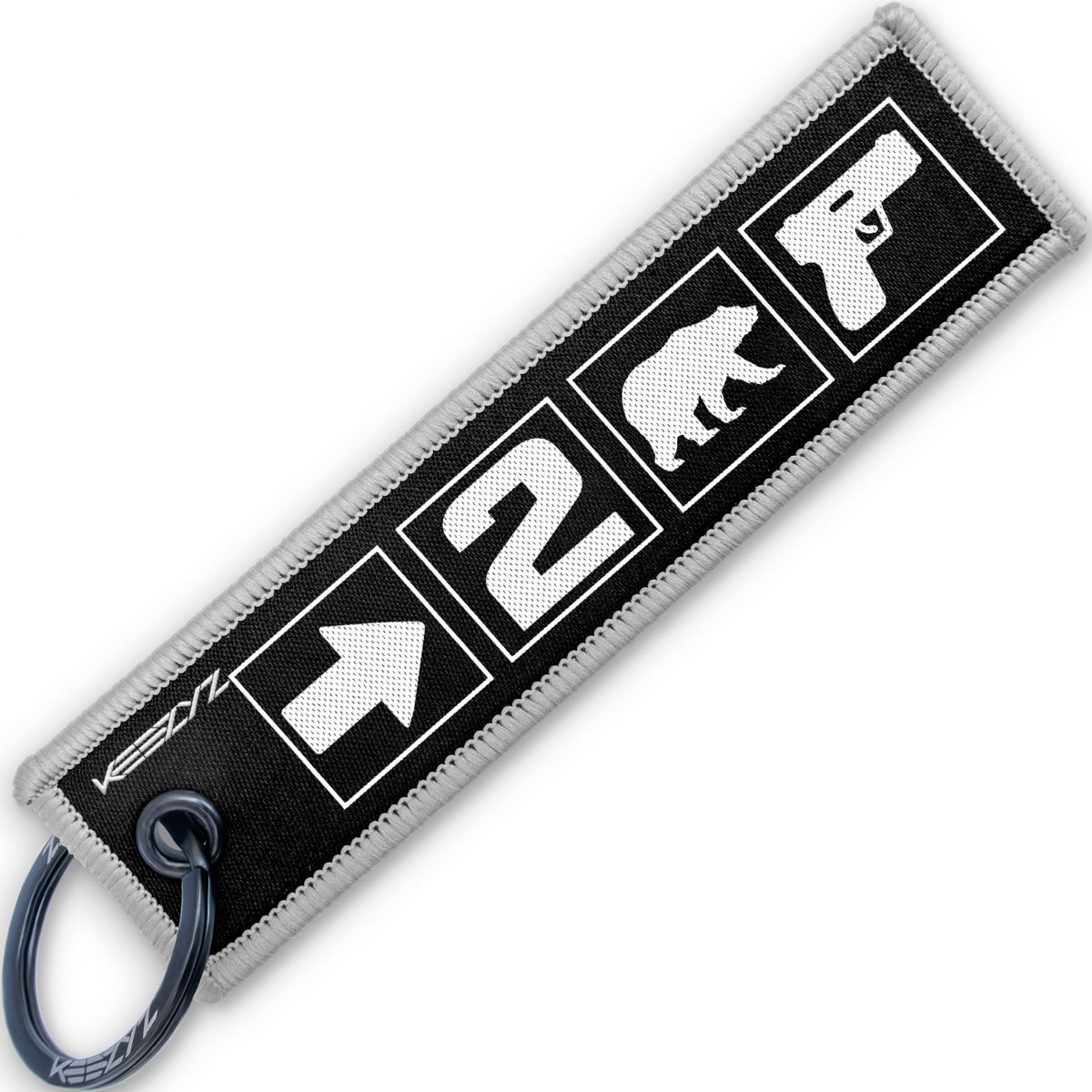 Keezyz Right to Bear Arms keychain with Gray border