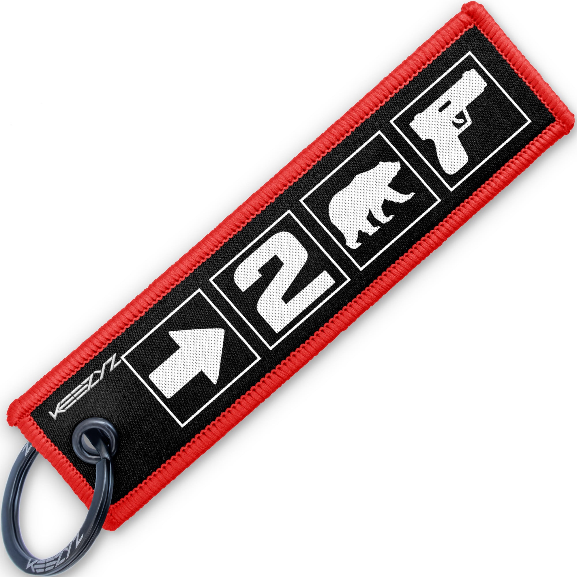 Keezyz Right to Bear Arms keychain with Red border